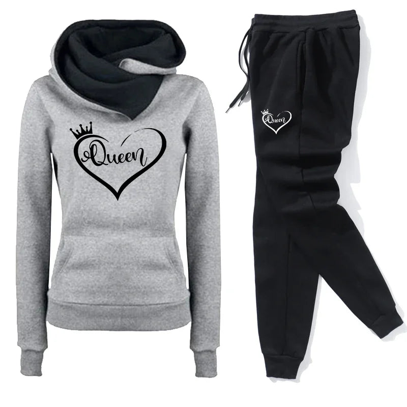 Women's Tracksuit Set - Cozy Hoodie + Joggers, Pockets!