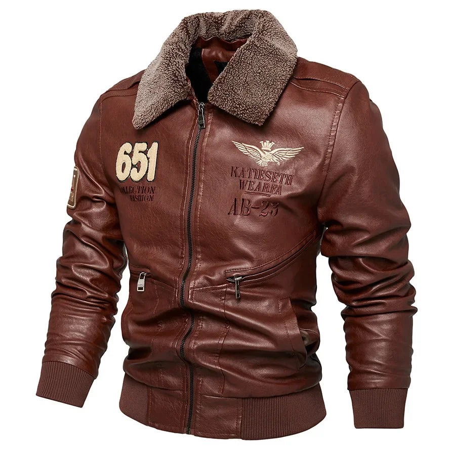 Men’s PU Leather Jacket – Warm Fleece, Ride Ready