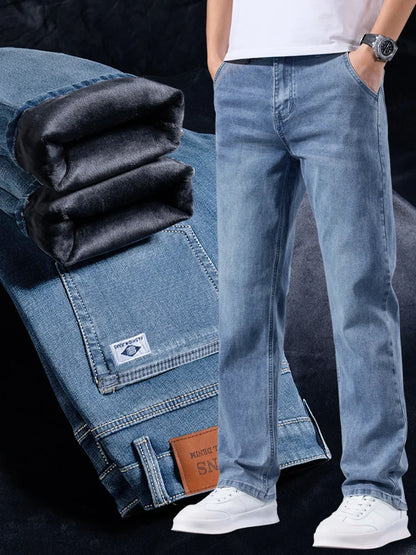 Men's Fleece Lined Jeans - Warm Winter Office Smart Fit