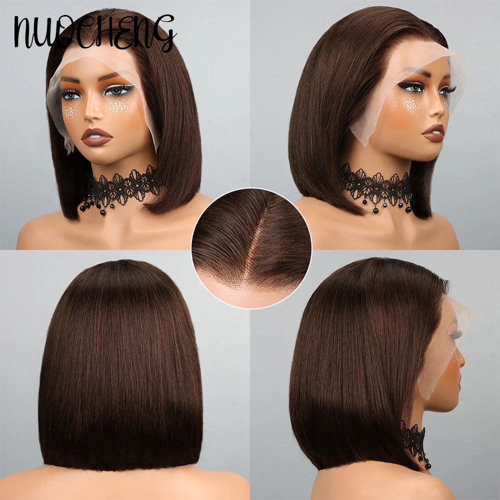 human hair bob wig swiss lace straight professional look
