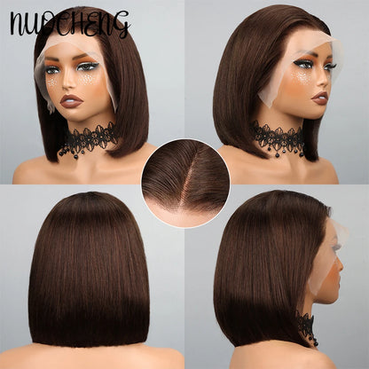 human hair bob wig swiss lace straight professional look
