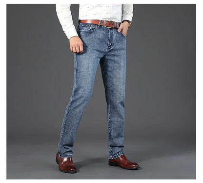 Men's Stretch Straight Leg Jeans for Business Wear