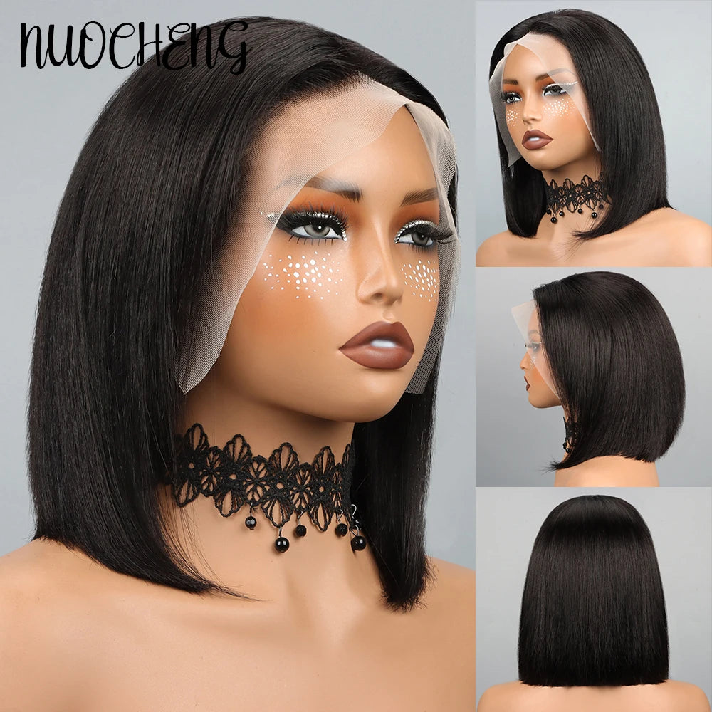 lace front bob wig human hair transparent lace premium remy finish
