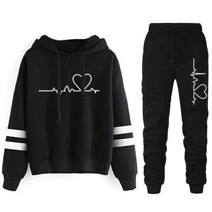 Tracksuit - Striped Hoodie & Sweatpants Set, All-Season