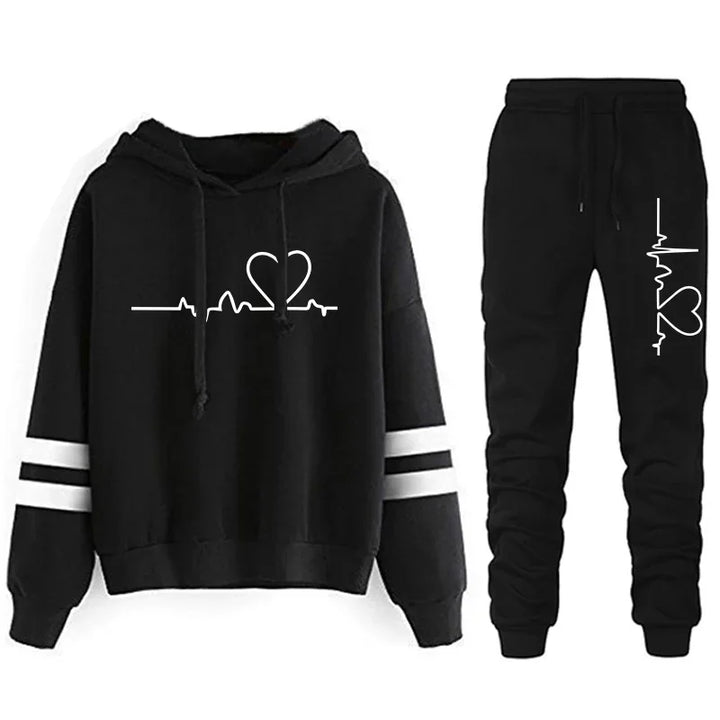 Tracksuit - Striped Hoodie &amp; Sweatpants Set, All-Season