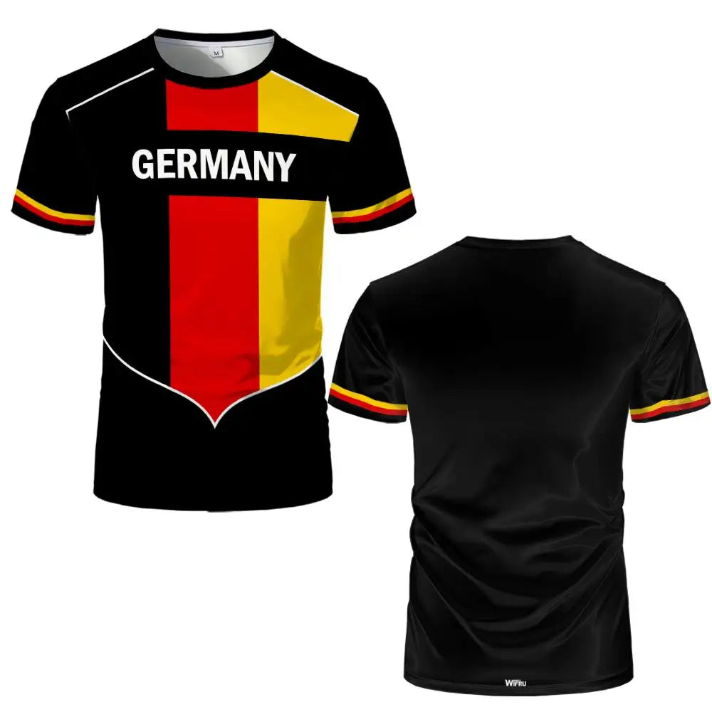 Casual streetwear fan tee with flag map print and short sleeves