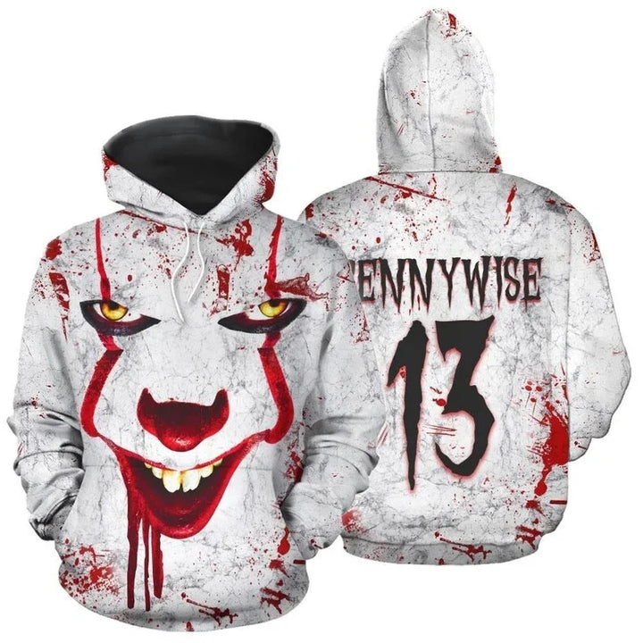 halloween hoodie product image showing 3D horror graphic hooded pullover