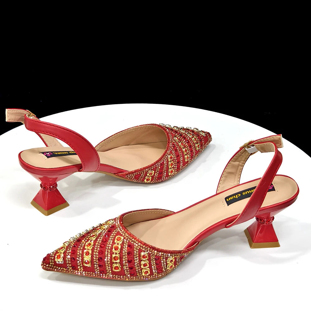 Fuchsia Rhinestone Heels & Bag Set – Party Ready Bling