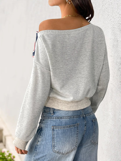 Women's  Off Shoulder Crop Sweatshirt – Y2K Street Style