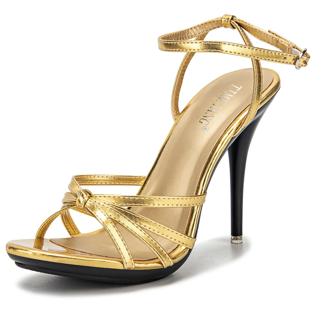 Cross-tied Black Women’s Sandals – 11 cm Heels