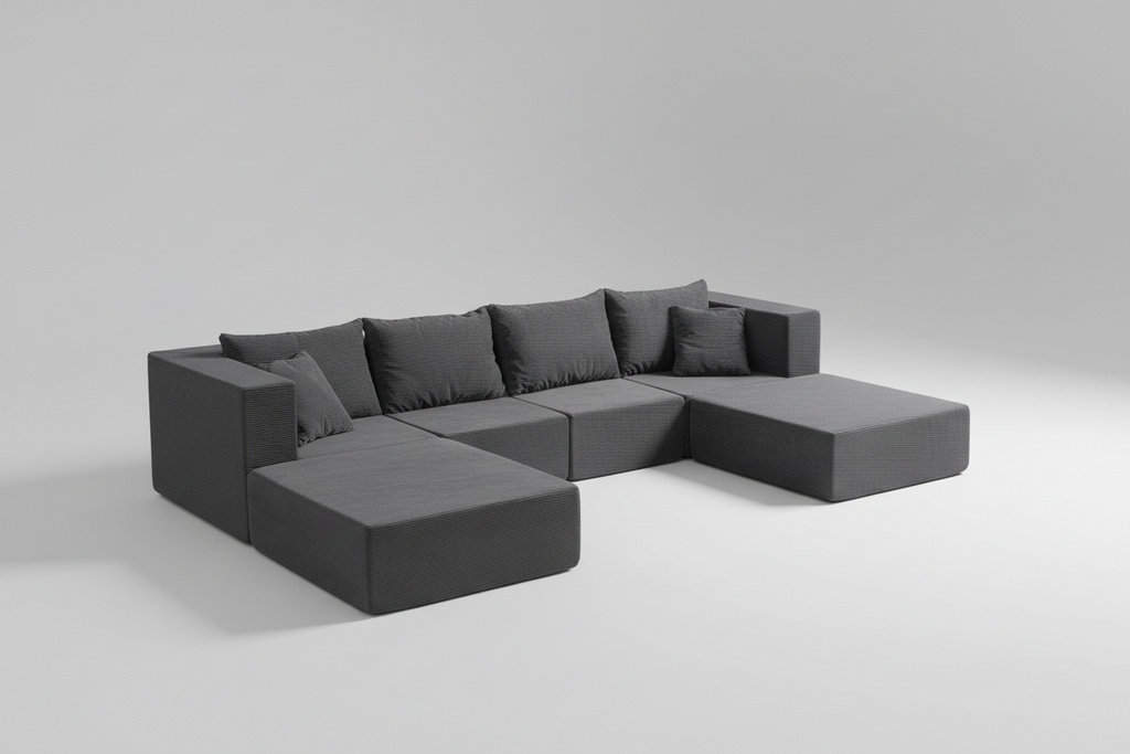 Corduroy Modular Sectional Sofa Deep Seat