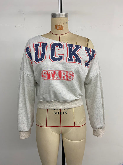 Women's  Off Shoulder Crop Sweatshirt – Y2K Street Style