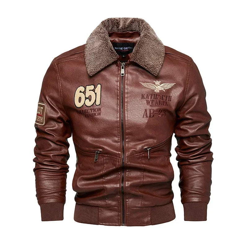 Men’s PU Leather Jacket – Warm Fleece, Ride Ready