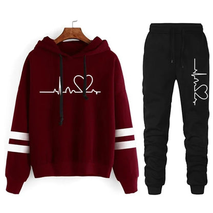Tracksuit - Striped Hoodie & Sweatpants Set, All-Season
