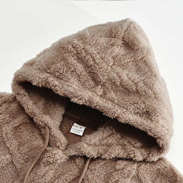 Jacquard Hoodie for Men with Velvet Texture and Pattern