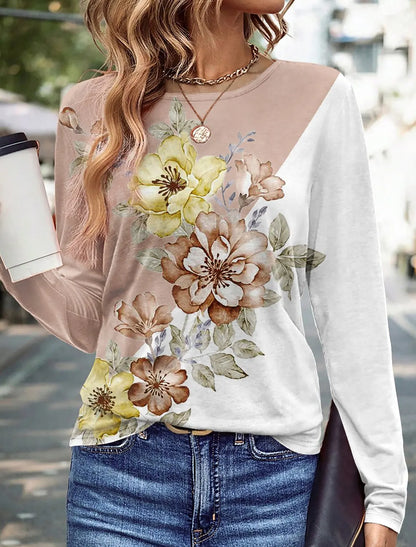 Women's Floral Butterfly 3D Print Long Sleeve T-Shirt