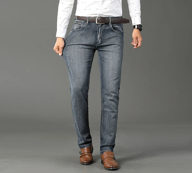 Men's Stretch Straight Leg Jeans for Business Wear