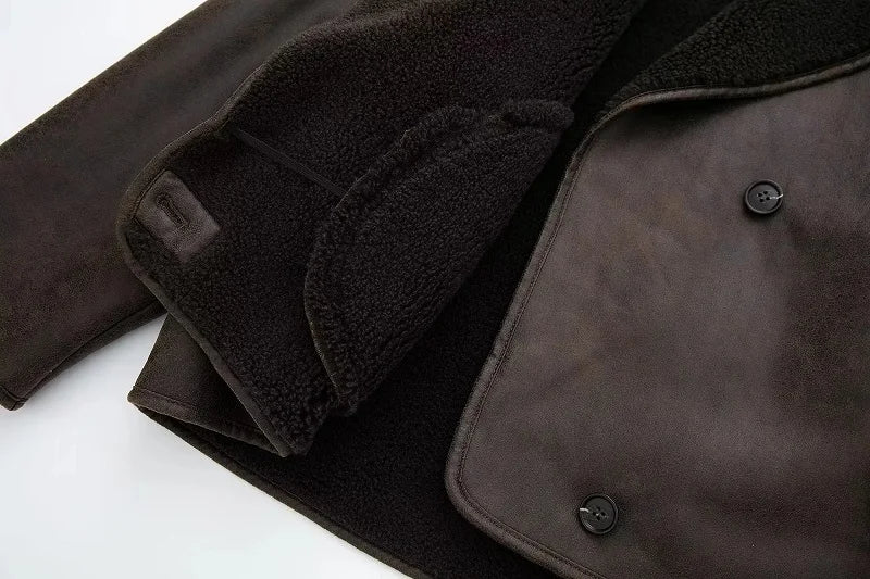 Thick Faux Leather Jacket for Women – Plush Warmth