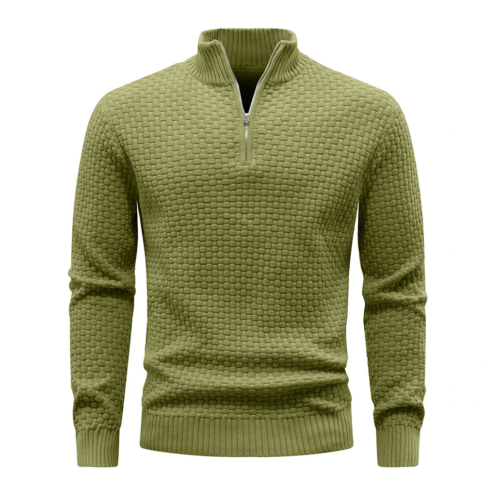 Men’s Quarter Zip Knit Sweater – Casual Mock Neck