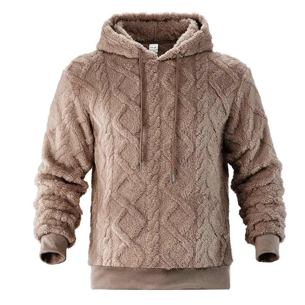 Jacquard Hoodie for Men with Velvet Texture and Pattern