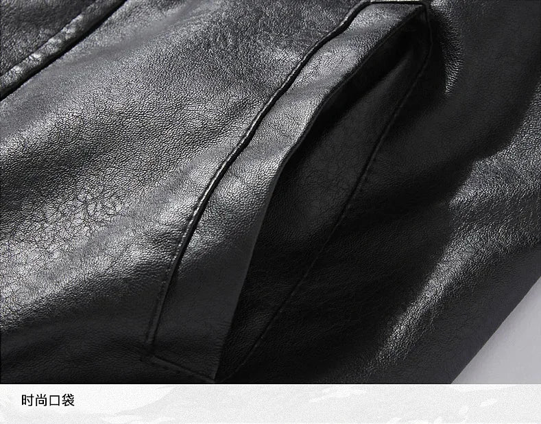 Men’s PU Leather Jacket – Warm Fleece, Ride Ready