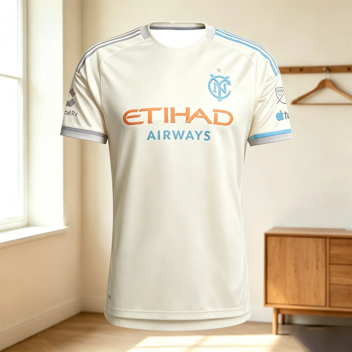 Round-neck polyester fan tee with lightweight listed feature
