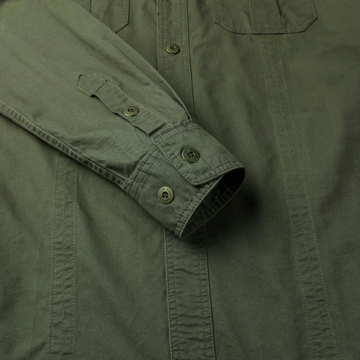 Original close-up of the army green shirt&