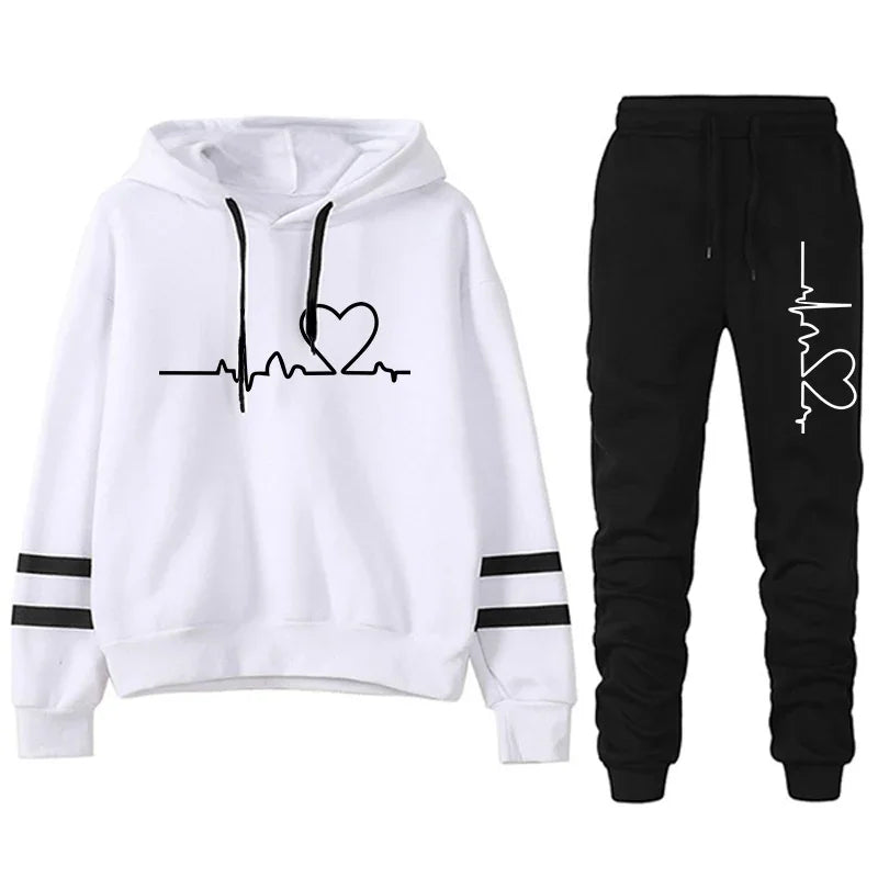 Tracksuit - Striped Hoodie &amp; Sweatpants Set, All-Season