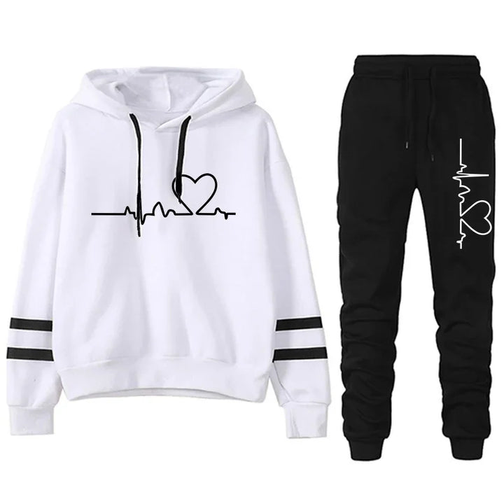 Tracksuit - Striped Hoodie &amp; Sweatpants Set, All-Season