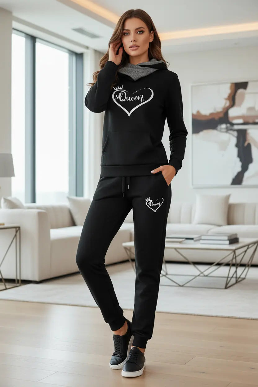 women's tracksuit set jogger pants ankle-length with drawstring waist, comfortable fit for gym sessions and errands
