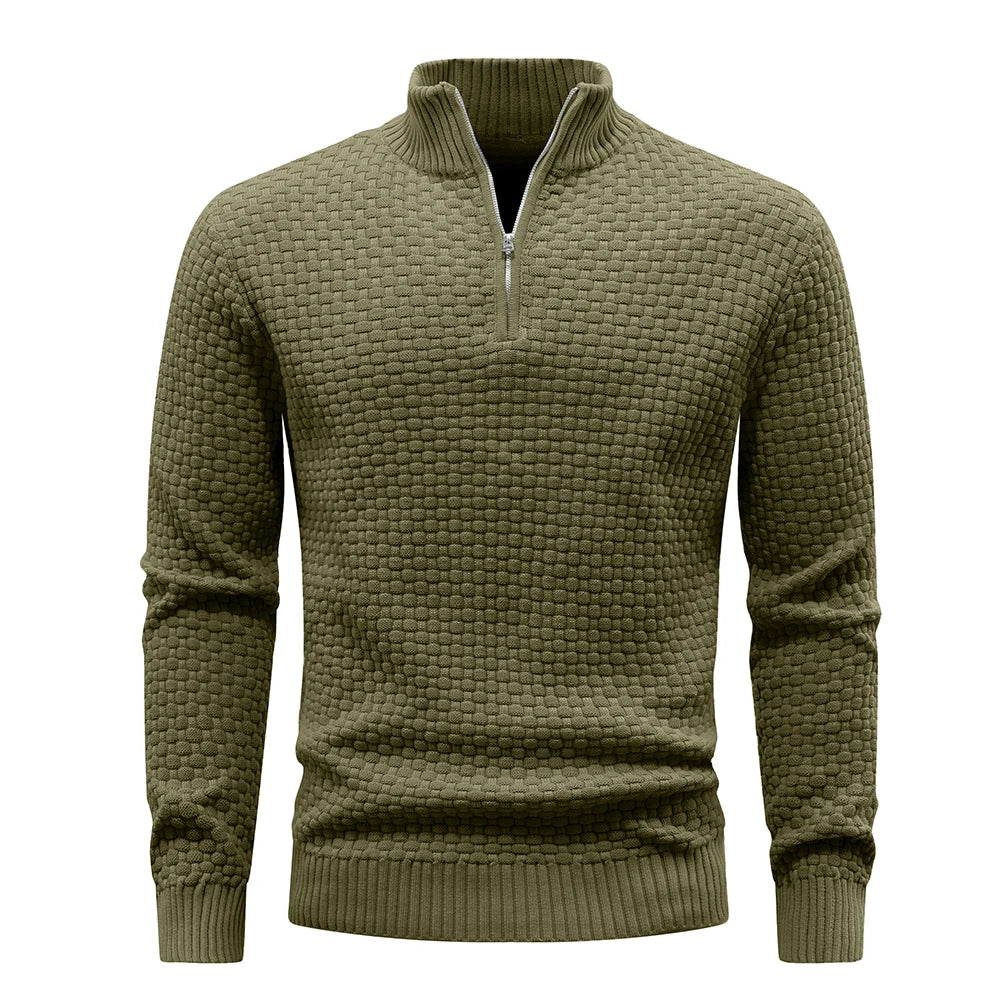 Men’s Quarter Zip Knit Sweater – Casual Mock Neck