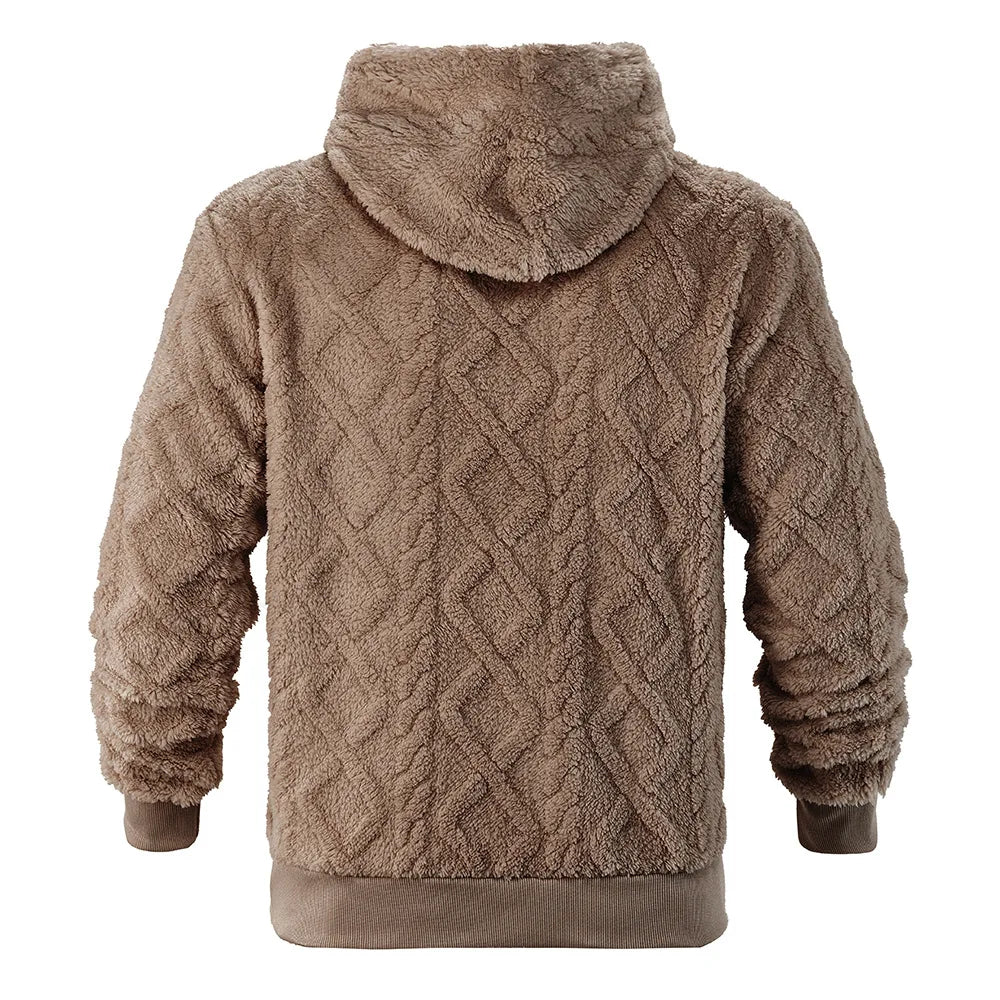 Jacquard Hoodie for Men with Velvet Texture and Pattern