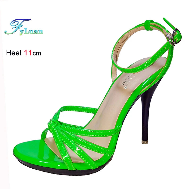 Cross-tied Black Women’s Sandals – 11 cm Heels