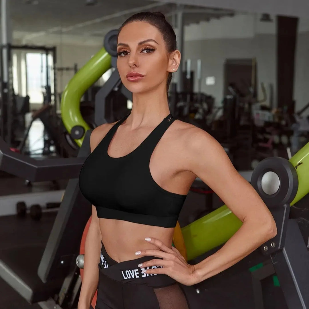 medium support fitness bra double strap design running gym training
