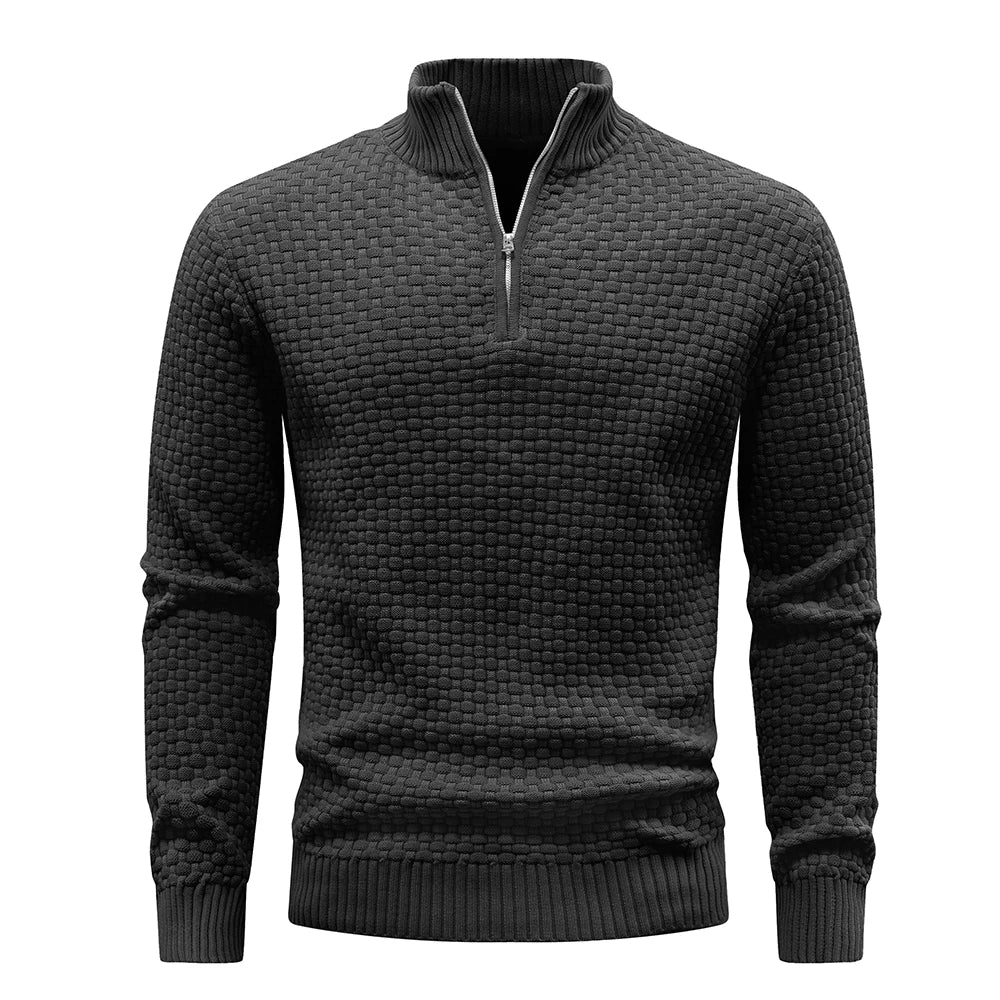 Men’s Quarter Zip Knit Sweater – Casual Mock Neck