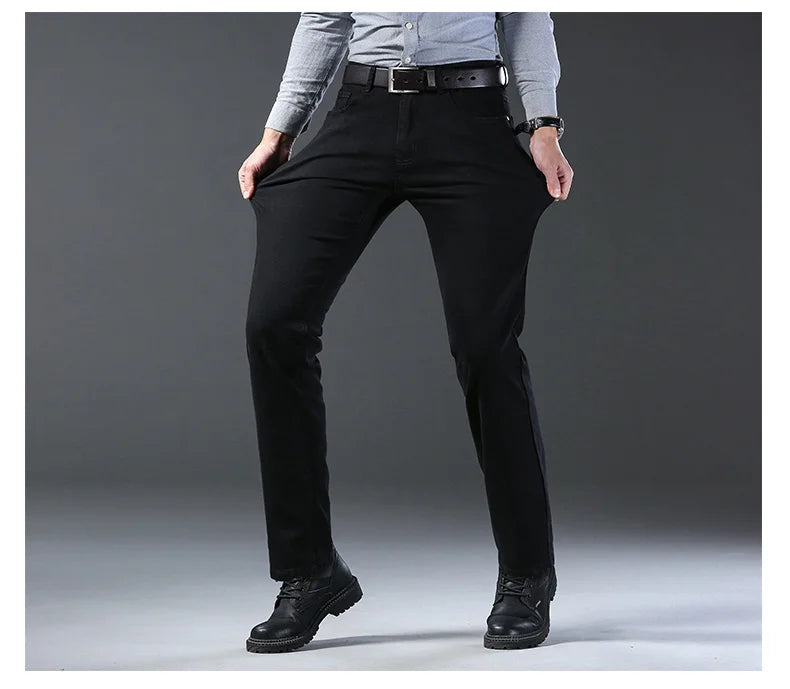 Men's Stretch Straight Leg Jeans for Business Wear