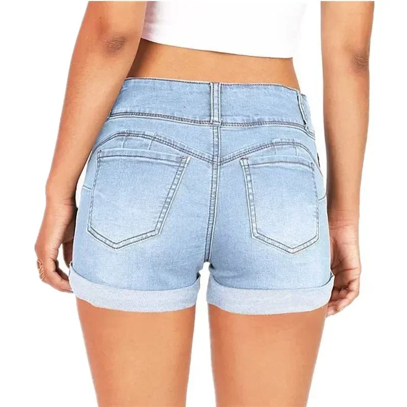 Women's High Waisted Denim Shorts – Stretch Comfort