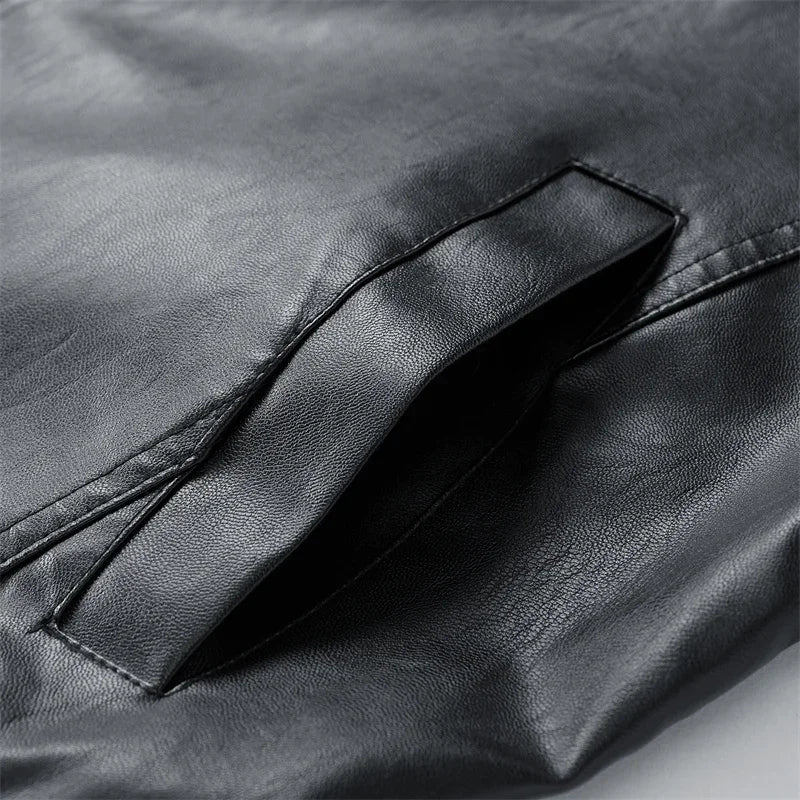 Black jacket slanted pocket detail