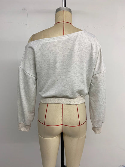 Women's  Off Shoulder Crop Sweatshirt – Y2K Street Style