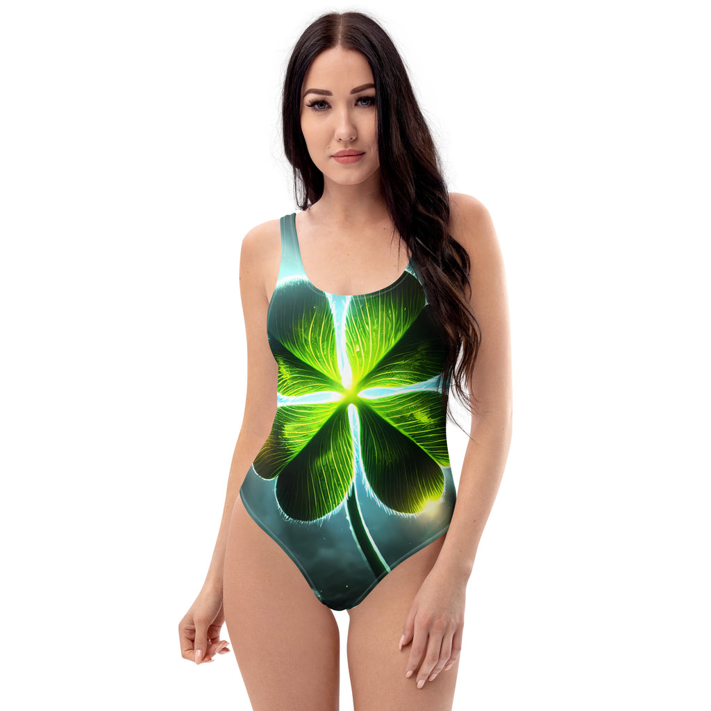 Sculpting one-piece swimsuit with low back and high leg cut


