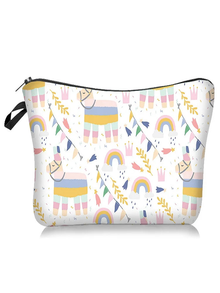 Zipper cosmetic pouch for keeping makeup items together in daily routines
