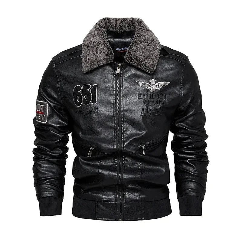 Men’s PU Leather Jacket – Warm Fleece, Ride Ready