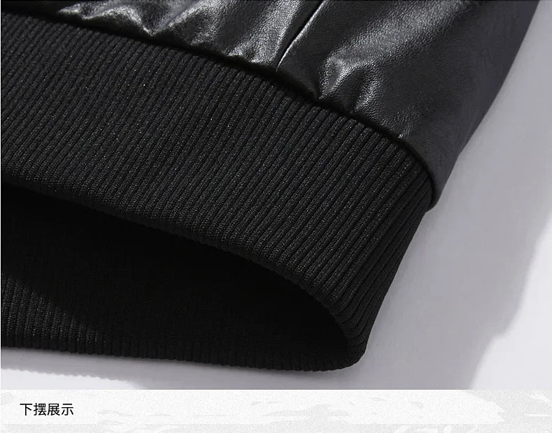 Men’s PU Leather Jacket – Warm Fleece, Ride Ready