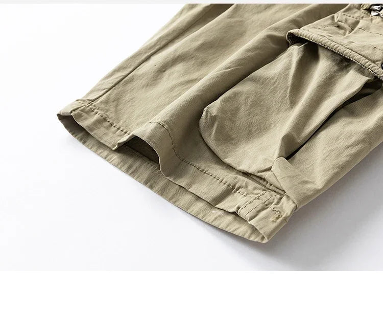 Original close-up of the khaki cargo shorts&