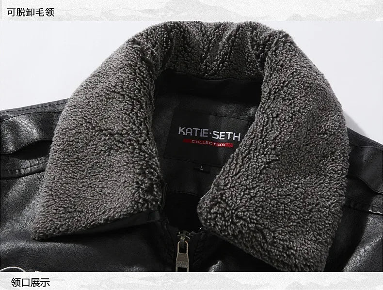 Men’s PU Leather Jacket – Warm Fleece, Ride Ready