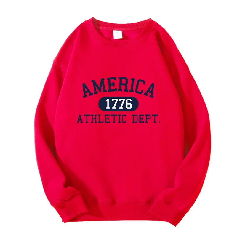 Red unisex America 1776 athletic pullover hoodie