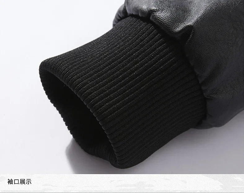 Men’s PU Leather Jacket – Warm Fleece, Ride Ready