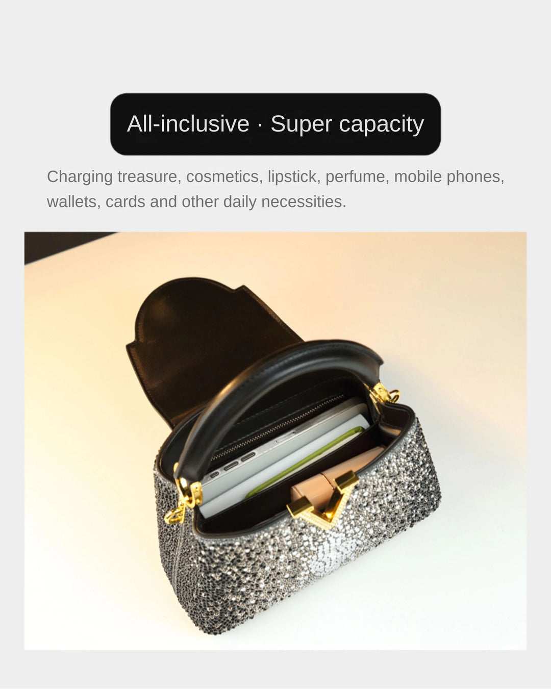 Genuine Leather V-Accent Crossbody – 21×13 cm