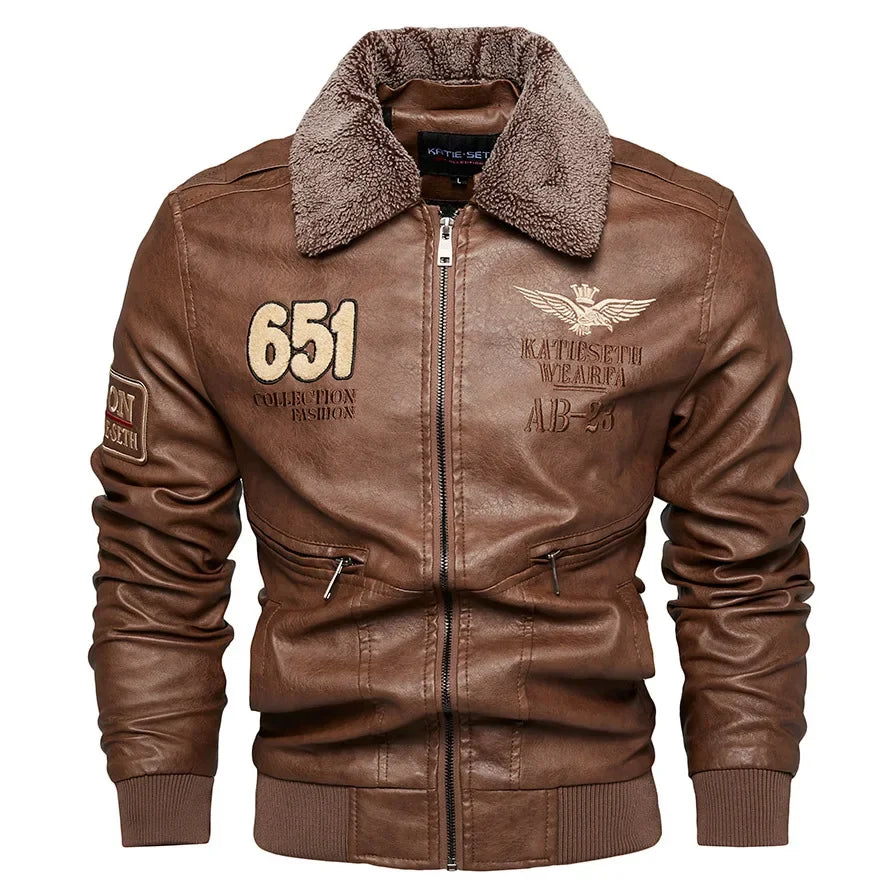 Men’s PU Leather Jacket – Warm Fleece, Ride Ready