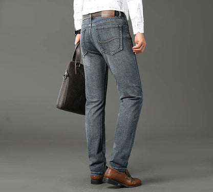 Men's Stretch Straight Leg Jeans for Business Wear